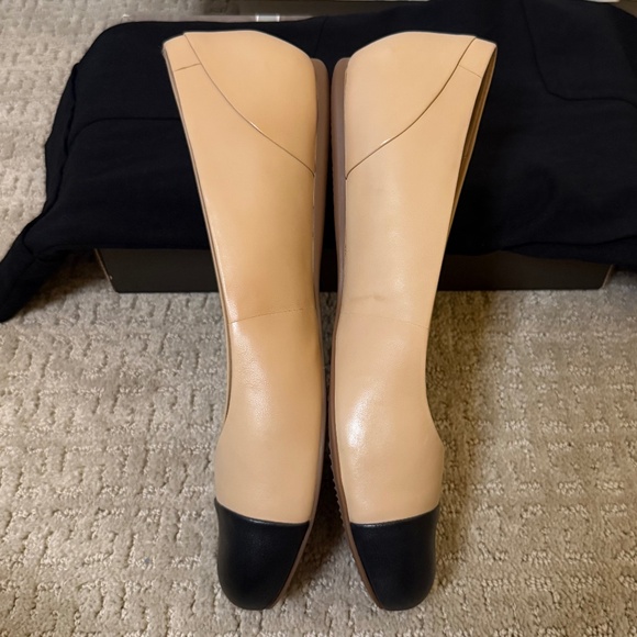 Softwalk Nude Black Cap Toe Ballet Flats (Size 10M) Leather Comfort - Picture 3 of 8